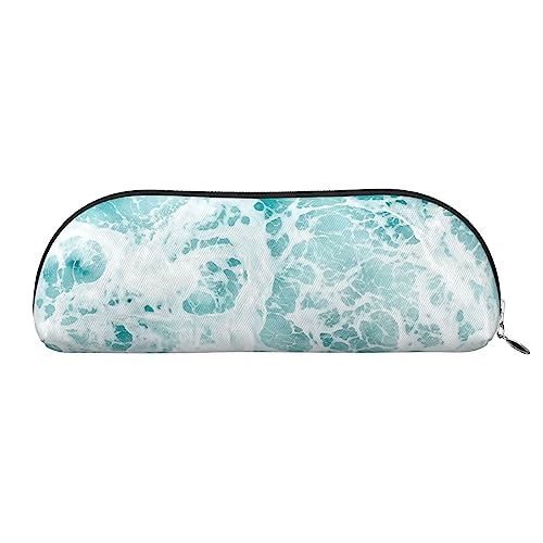 XVBCDFG Sea Water Printed Pencil Case Stand Up Pencil Pouch Small Pencil Holder Case Stationery Organizer Makeup Bag with Zipper Closure, silber, Einheitsgröße, Taschen-Organizer von XVBCDFG