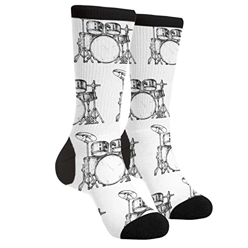 XVBCDFG Socken Damen & Herren Atmungsaktive Neuheit Feuchtigkeitsregulierung Laufen Crew Socken, Schlagzeuger Musik, One size von XVBCDFG