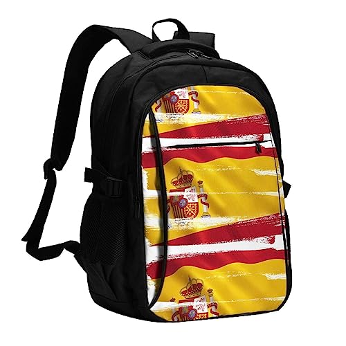 XVBCDFG Spanien Flagge Usb Reise Computer Tasche, Große Kapazität Männer Und Frauen Fitness Camping Tasche, siehe abbildung, One size von XVBCDFG