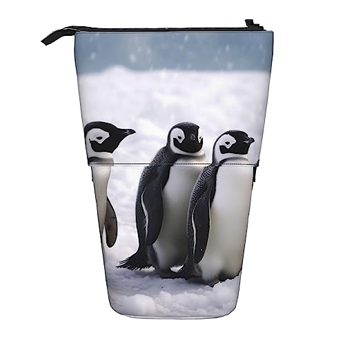 XVBCDFG Stehendes Federmäppchen Junge Pinguine Gedruckt Teleskop Bleistifthalter Schreibwaren Fall Pop Up Bleistift Tasche Teleskop Stifthalter für Büro Arbeit Neujahr Geschenk One Size, Junge von XVBCDFG