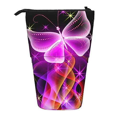 XVBCDFG Stehendes Federmäppchen Pfingstrose Pfau Gedruckt Teleskop Bleistifthalter Schreibwaren Fall Pop Up Bleistift Tasche Teleskop Stifthalter für Büro Arbeit Neujahr Geschenk One Size, rosa von XVBCDFG