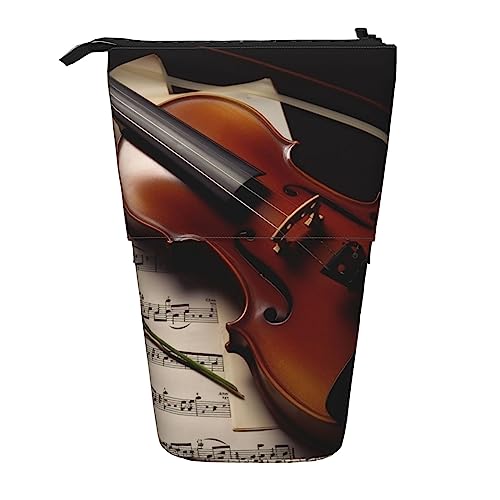 XVBCDFG Stehendes Federmäppchen Tropischer Flamingo Gedruckt Teleskop Bleistifthalter Schreibwaren Fall Pop Up Bleistift Tasche Teleskop Stifthalter für Büro Arbeit Neujahr Geschenk One Size, Violine von XVBCDFG