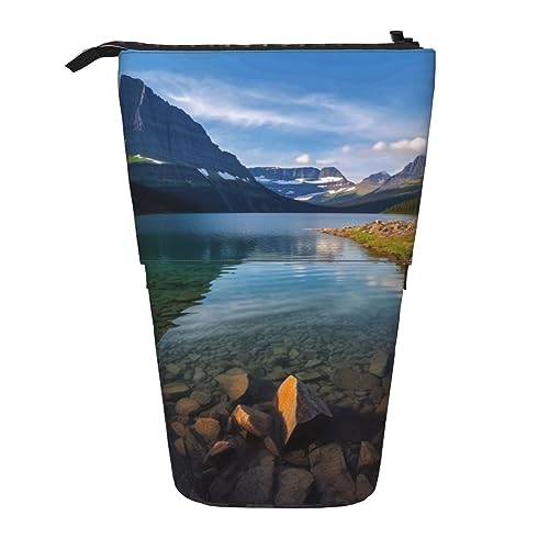 XVBCDFG Teleskop Federmäppchen Bleistift Tasche Stand Up Glacier National Park Print Bleistifthalter Stifteetui Kosmetiktasche mit Reißverschluss für Männer Frauen, siehe abbildung, Einheitsgröße, von XVBCDFG