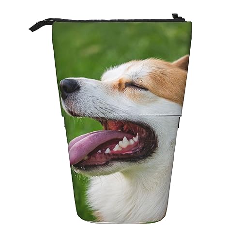 XVBCDFG Teleskop Federmäppchen Bleistift Tasche Stand Up Niedlich Hund Druck Bleistift Halter Stifteetui Kosmetiktasche mit Reißverschluss für Männer Frauen, siehe abbildung, Einheitsgröße, von XVBCDFG