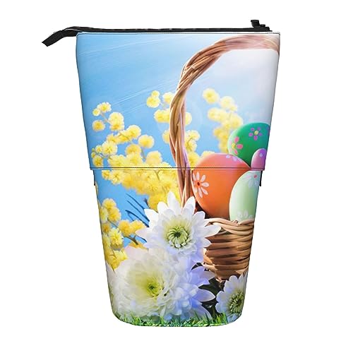 XVBCDFG Teleskop Federmäppchen Bleistift Tasche Stand Up Ostereier Himmel Blume Print Bleistifthalter Stiftehalter Stifttasche Kosmetiktasche mit Reißverschluss für Männer Frauen, siehe abbildung, von XVBCDFG