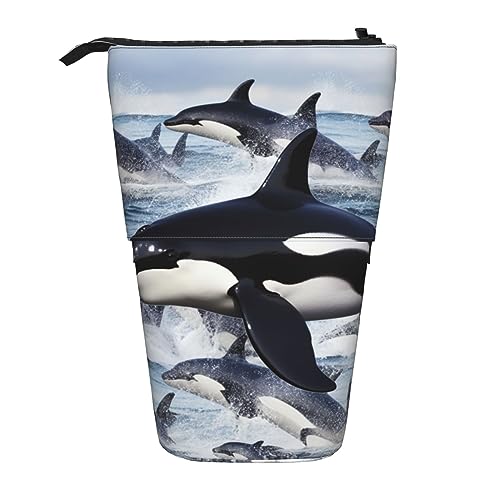 XVBCDFG Teleskop Federmäppchen Koala Stand Up Bleistift Tasche Tragbare Bleistift Tasche Pop Up Bleistift Halter Make-up Tasche für Urlaub Geschenk, Killerwal, Einheitsgröße, Federmäppchen von XVBCDFG