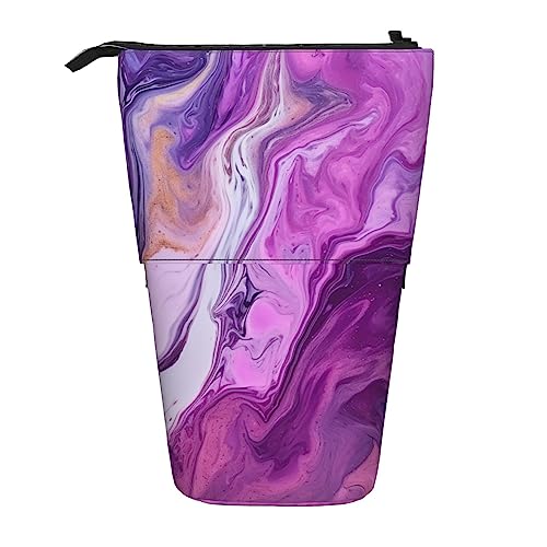 XVBCDFG Teleskop Federmäppchen Marmor Gedruckt Stehend Bleistift Tasche Teleskop Bleistift Halter Fall Schreibwaren Organizer für Büro Arbeit Urlaub Geschenk, Marmor, violett, bunt, Einheitsgröße, von XVBCDFG