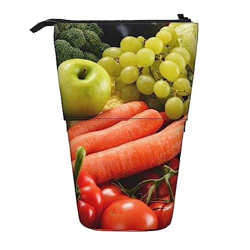 XVBCDFG Teleskop Federmäppchen Niedlich Stehend Bleistift Pouch, Retractable Pencil Holder Case, Variety Gemüse Obst Schreibwaren Organizer Tasche, siehe abbildung, Einheitsgröße, Federmäppchen von XVBCDFG