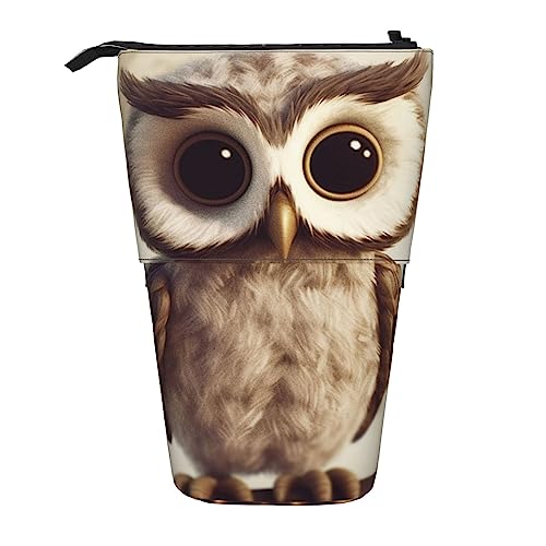 XVBCDFG Teleskop Federmäppchen Niedliche Eule Federmäppchen Teleskop Make-up Tasche Büro Organizer Box Stehender Stifthalter Kosmetiktasche mit Reißverschluss, siehe abbildung, Einheitsgröße, von XVBCDFG