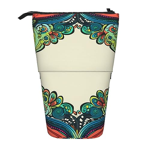 XVBCDFG Teleskop Federmäppchen Schreibwaren Fall für Büro Botanische Blumen Stehende Bleistifttasche Pop Up Bleistifthalter Stifthalter für Urlaub Geschenk Stand-Up Organizer Retractable Pencil Pouch, von XVBCDFG