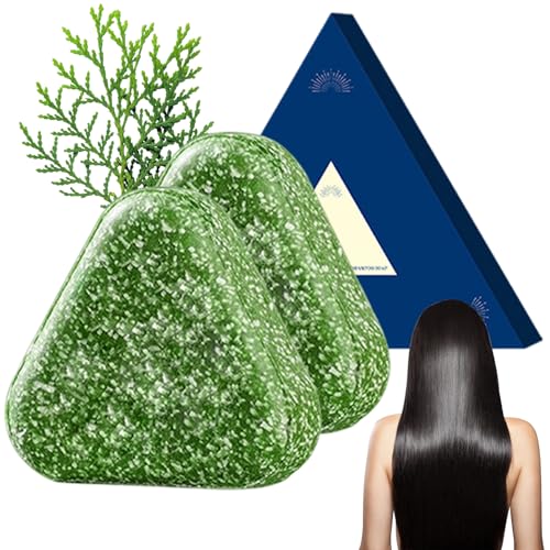 2pcs Nature Triangle Shampoo Bar, Usman Grass Green Soap Shampoo, Beruhigung und Stärkung der Haare für Frauen und Männer 2pcs Nature Triangle Shampoo Bar, Usman Grass Green Soap Shampoo, Beruhigung und Stärkung der Haare für Frauen und Männer von XVHOAB