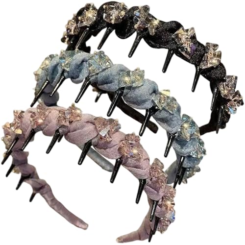 3pcs High Cranium Stirnband Künstlicher Kristall Vintage High Cranium Stirnband mit Zähnen dekoratives Haarband für Frauen und Mädchen 3pcs High Cranium Stirnband Künstlicher Kristall Vintage High Cranium Stirnband mit Zähnen dekoratives Haarband für Frauen und Mädchen von XVHOAB