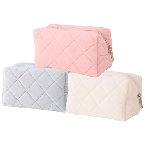 3pcs Make -up -Beutel weiche Plüschkosmetikbeutel mit Reißverschluss tragbarer leichter kleiner Make -up -Beutel für Frauen, die nach Hause reisen, zufällige Farbe 3pcs Make -up -Beutel weiche Plüschkosmetikbeutel mit Reißverschluss tragbarer leichter kleiner Make -up -Beutel für Frauen, die nach Hause reisen, zufällige Farbe von XVHOAB
