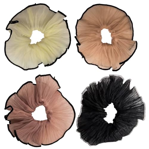 4pcs große Scunchies Puffy Chiffon Große Scunchies Scunchy Haare Pferdeschwanzhalter für Frauen dicke lange Haarzubehör 4pcs große Scunchies Puffy Chiffon Große Scunchies Scunchy Haare Pferdeschwanzhalter für Frauen dicke lange Haarzubehör von XVHOAB