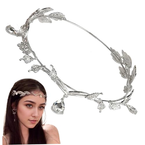 Blattkrone für Frauen mit Kristall -Drop -Legierung freie Größe Fairy Crow von XVHOAB