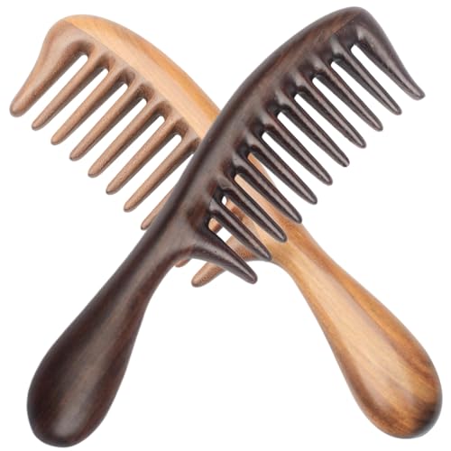Breite Zahnkämme für Frauen, 2pcs 7, 9 x 2, 2 Zoll Holzkamm, antistatische Sandelholz-Detanglerkamm, Massage für lockiges und dickes Haar Breite Zahnkämme für Frauen, 2pcs 7, 9 x 2, 2 Zoll Holzkamm, antistatische Sandelholz-Detanglerkamm, Massage für lockiges und dickes Haar von XVHOAB
