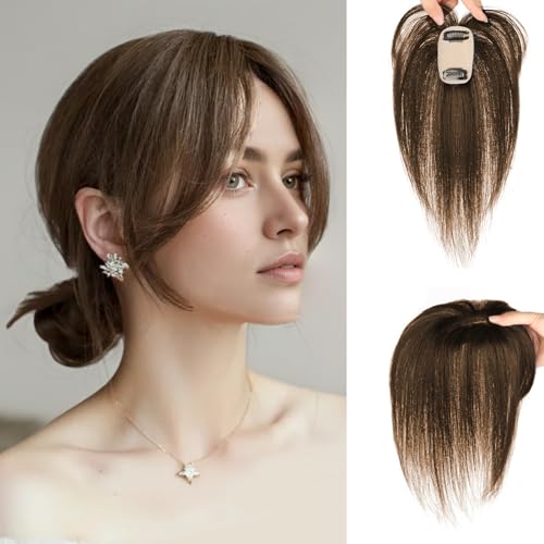 Haartopper Reales menschliches Haar 9, 8 Zoll langer menschlicher Topper für dünne Frauen Seidenbasis in Erweiterungen Natural sucht nach täglichem Gebrauch Braun Haartopper Reales menschliches Haar 9, 8 Zoll langer menschlicher Topper für dünne Frauen Seidenbasis in Erweiterungen Natural sucht nach täglichem Gebrauch Braun von XVHOAB