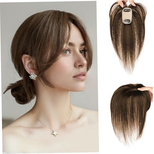 Haartopper Reales menschliches Haar 9, 8 Zoll langer menschlicher Topper für dünne Frauen Seidenbasis in Erweiterungen Natural sucht nach täglichem Gebrauch Braun Haartopper Reales menschliches Haar 9, 8 Zoll langer menschlicher Topper für dünne Frauen Seidenbasis in Erweiterungen Natural sucht nach täglichem Gebrauch Braun von XVHOAB