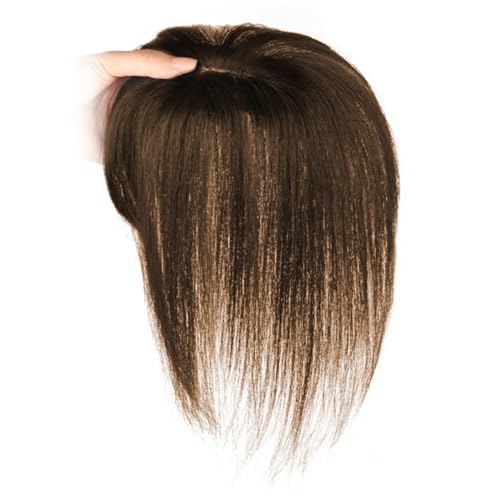 Haartopper Reales menschliches Haar 9, 8 Zoll langer menschlicher Topper für dünne Frauen Seidenbasis in Erweiterungen Natural sucht täglich Gebrauch. Braun. von XVHOAB
