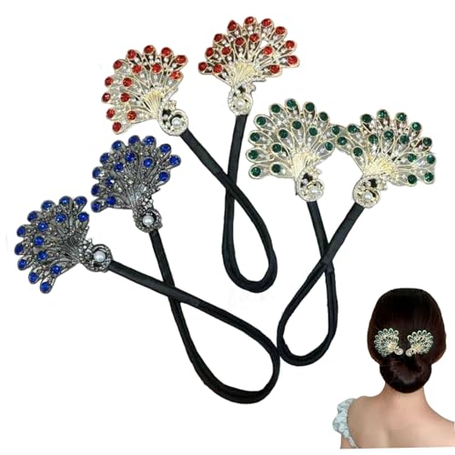 Hair Bun Maker, 3pcs Strass Peacock French Twist Hair Tool, flexibler fauler Curler -Brötchen, wiederverwendbare Buns für Frauen und Mädchen. von XVHOAB