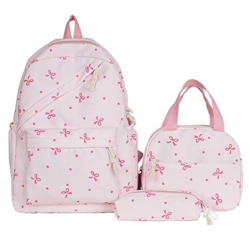 XVHOAB 1PC Bow Backpack Cute Kawaii Large Backpack Set Includes Lunch Tote & Pencil Pouch Organized Aesthetic Bookbag for Girls Teens von XVHOAB