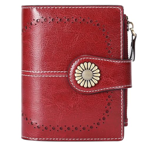 XVHOAB 1pc kleine Brieftaschen Frau tragbares Leder -RFID -Blockierbrieftasche rot mit Slots und Reißverschlussmünzentasche für Frauen von XVHOAB
