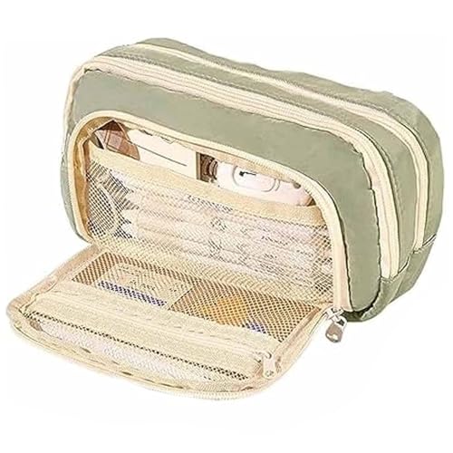 XVHOAB Bleistiftkoffer Multi -Taschen -Bleistiftkoffer Reißverschluss Organizer Netter Leinwand -Tasche Faltbarer Beutel für Mädchen für Teenager und Erwachsene Grün. von XVHOAB