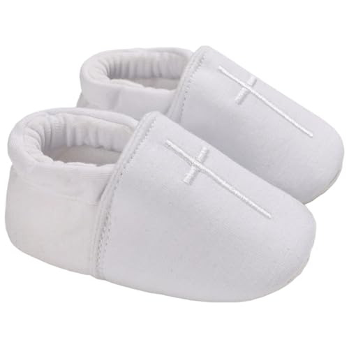 XVHOAB Weiße Babyschuhe Baumwolle weich atmungsaktive Taufschuhe für Baby Jungen Mädchen Größe 2 von XVHOAB