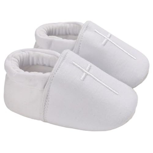 XVHOAB Weiße Babyschuhe Baumwolle weich atmungsaktive Taufschuhe für Baby Jungen Mädchen Größe 3 von XVHOAB