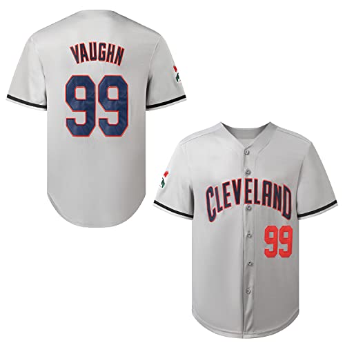 XVNDJ Herren #99 Ricky Vaughn Trikot 90er Jahre Hip Hop Kleidung Film Baseball Trikot genäht Sport Fan Baseball Trikots, Grau, XL von XVNDJ
