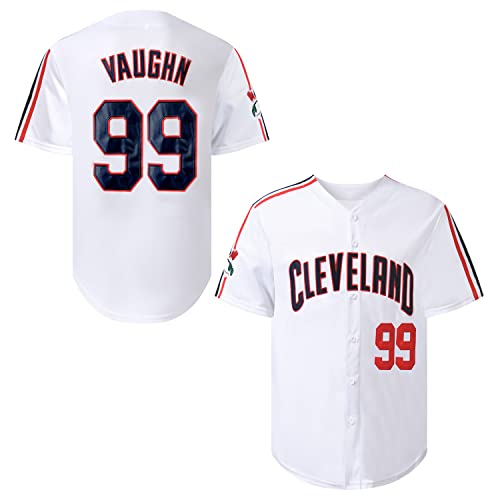 XVNDJ Herren #99 Ricky Vaughn Trikot 90er Jahre Hip Hop Kleidung Film Baseball Trikot genäht Sport Fan Baseball Trikots, Weiss/opulenter Garten, XX-Large von XVNDJ