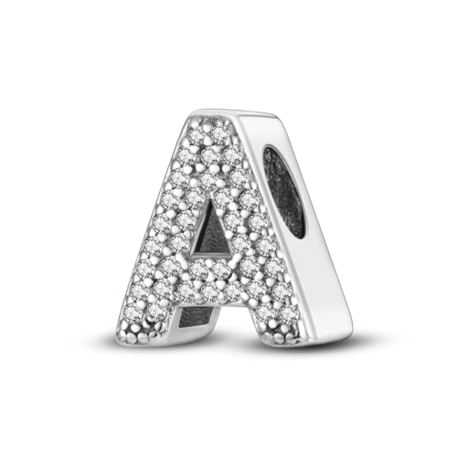 XWN Buchstabe Charm Anhänger Damen Alphabet A-Z 925 Sterling Silber für Armband Charms Beads passend für Pandora Armband und Halskette, Kompatibel mit Europäischen Armbänder für Frauen von XWN