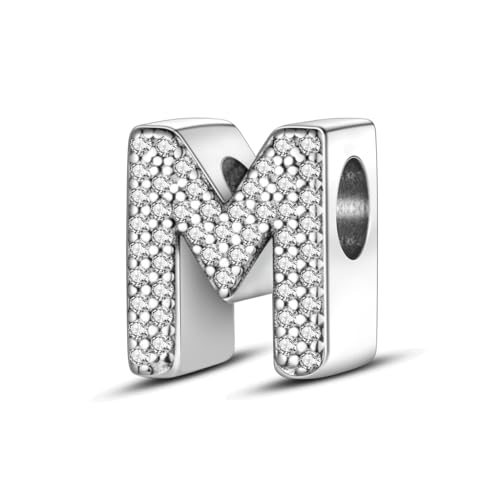 XWN Buchstabe Charm Anhänger Damen Alphabet A-Z 925 Sterling Silber für Armband Charms Beads passend für Pandora Armband und Halskette, Kompatibel mit Europäischen Armbänder für Frauen von XWN