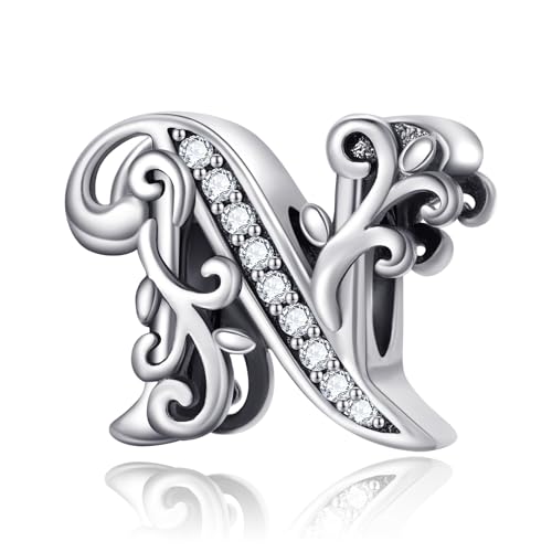 XWN Buchstabe Charm Anhänger Damen Alphabet A-Z 925 Sterling Silber für Armband Charms Beads passend für Pandora Armband und Halskette, Kompatibel mit Europäischen Armbänder für Frauen von XWN