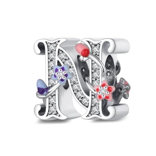 XWN Buchstabe Charm Anhänger Damen Alphabet A-Z 925 Sterling Silber für Armband Charms Beads passend für Pandora Armband und Halskette, Kompatibel mit Europäischen Armbänder für Frauen von XWN