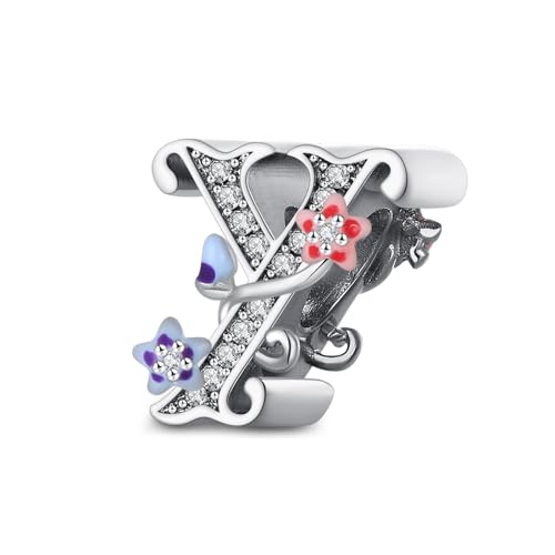 XWN Buchstabe Charm Anhänger Damen Alphabet A-Z 925 Sterling Silber für Armband Charms Beads passend für Pandora Armband und Halskette, Kompatibel mit Europäischen Armbänder für Frauen von XWN