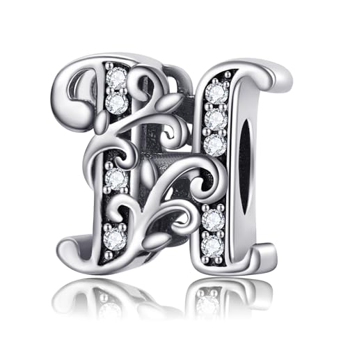 XWN Buchstabe Charm Anhänger Damen Alphabet A-Z 925 Sterling Silber für Armband Charms Beads passend für Pandora Armband und Halskette, Kompatibel mit Europäischen Armbänder für Frauen von XWN