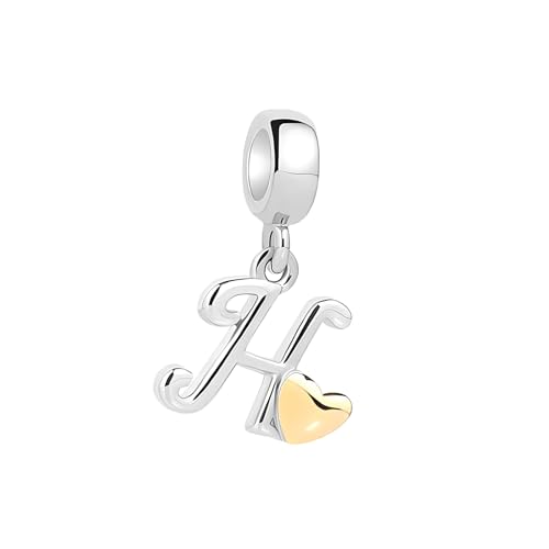 XWN Buchstabe Charm Anhänger Damen Alphabet A-Z 925 Sterling Silber für Armband Charms Beads passend für Pandora Armband und Halskette, Kompatibel mit Europäischen Armbänder für Frauen von XWN