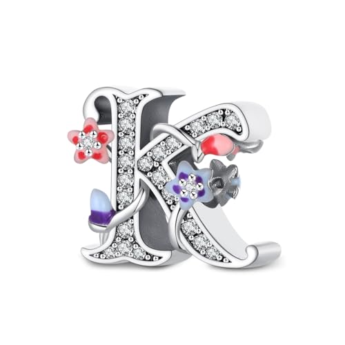 XWN Buchstabe Charm Anhänger Damen Alphabet A-Z 925 Sterling Silber für Armband Charms Beads passend für Pandora Armband und Halskette, Kompatibel mit Europäischen Armbänder für Frauen von XWN