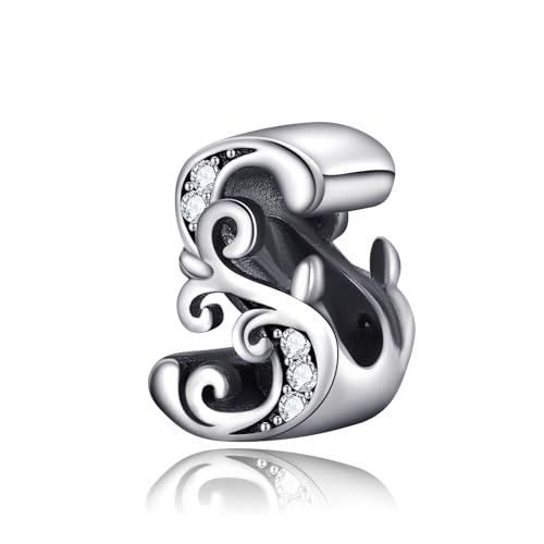XWN Buchstabe Charm Anhänger Damen Alphabet A-Z 925 Sterling Silber für Armband Charms Beads passend für Pandora Armband und Halskette, Kompatibel mit Europäischen Armbänder für Frauen von XWN