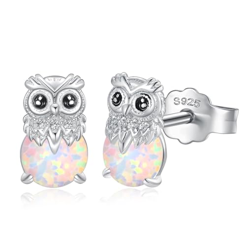 XWN Eule Ohrstecker 925 Sterling Silber Niedliche Tier Ohrstecker Mädchen Kinder Eule Ohrringe mit Opal von XWN