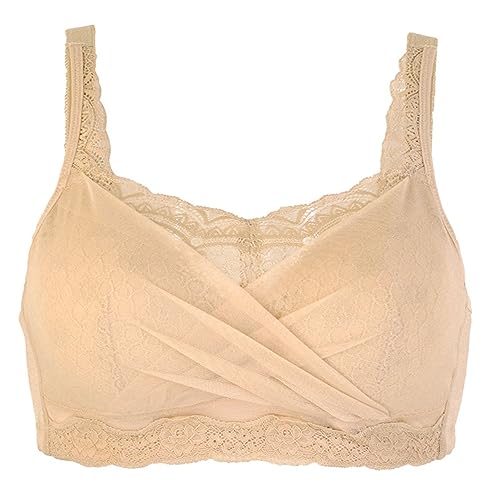 Spitze Mastektomie BHS Post-chirurgische BH for Frauen Sexy Große Brust Prothese Tasche Unterwäsche Rohr Top Bralette Büstenhalter (Color : Beige, Size : 95/42A) von XWSM