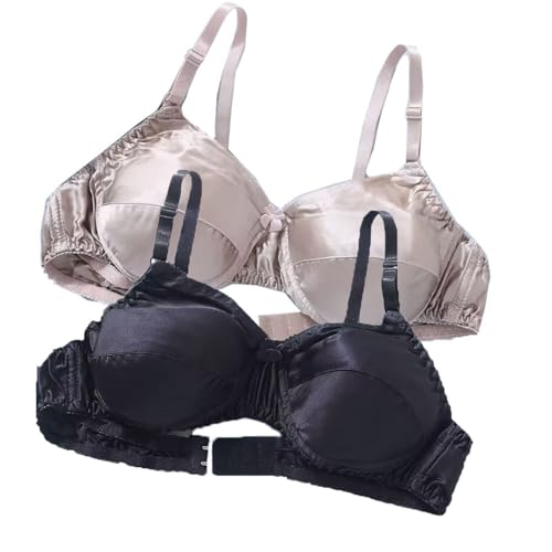 XWSM 2 Stück Ultraweicher BH Aus 100% Maulbeerseide Mittleres Alter Ältere Frauen Vollflächiger BH Dreieck-Bralette Unterwäsche Dessous (Color : I, Size : 85/38AB) von XWSM