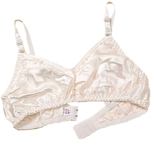 XWSM 2er-Pack Ultradünne BH-Unterwäsche Aus 100% Maulbeerseide for Damen, Doppelseitiges Satin-Triangel-Bralette, Weiche Körbchen, Tägliches BH-Oberteil (Color : 2pcs White, Size : 36/80AB) von XWSM