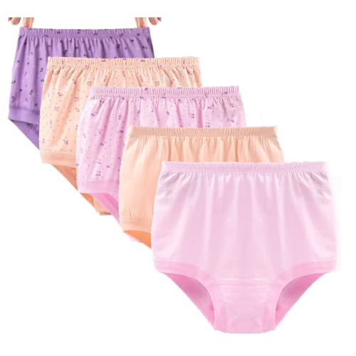 XWSM 5Pcs Mittlere Ältere Frauen Unterwäsche 100% Baumwolle Senioren Damen Slips Plus Size Höschen Weiche Lose Tägliche Unterhose (Color : 5pcs, Size : XXXL/XXX-Large) von XWSM