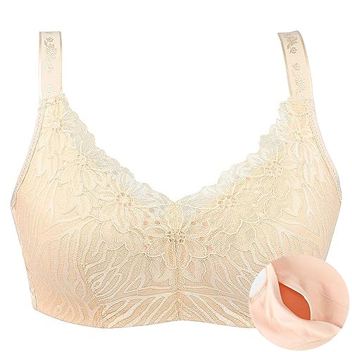 XWSM Baumwoll BH Prothese Taschen-Post-OP-BH for Frauen Mittleren Alters Mastektomie Schlaf Yoga Alltags BH-Oberteil Unterwäsche Büstenhalter (Color : Beige, Size : 44/100B) von XWSM