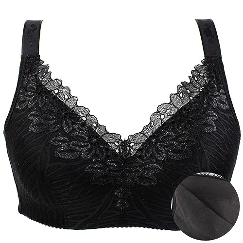 XWSM Baumwoll BH Prothese Taschen-Post-OP-BH for Frauen Mittleren Alters Mastektomie Schlaf Yoga Alltags BH-Oberteil Unterwäsche Büstenhalter (Color : Black, Size : 44/100B) von XWSM