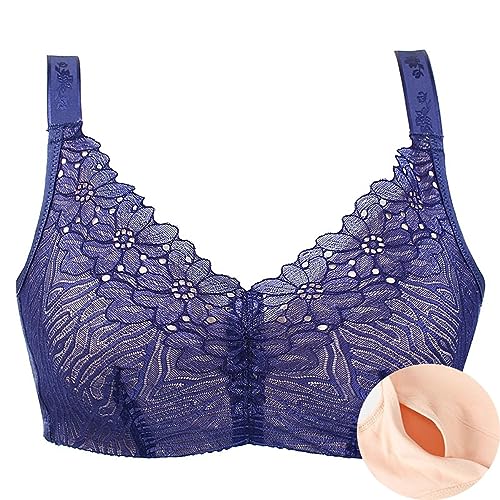 XWSM Baumwoll BH Prothese Taschen-Post-OP-BH for Frauen Mittleren Alters Mastektomie Schlaf Yoga Alltags BH-Oberteil Unterwäsche Büstenhalter (Color : Blue, Size : 80/36C) von XWSM