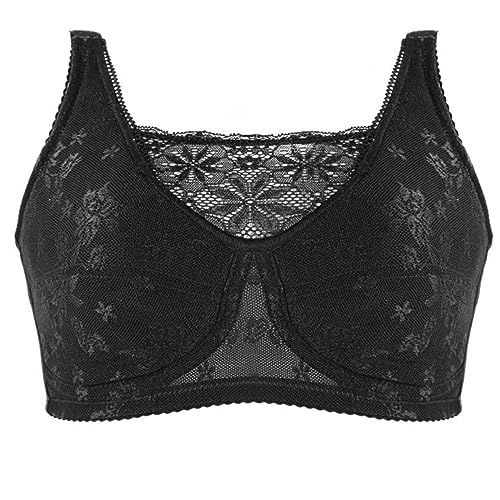 XWSM Baumwoll Mastektomie BH Bandeau BHS for Frauen Nach Chirurgischen Eingriffen Bralettes Röhrenoberteil Mit Prothesentaschen Sportunterwäsche for Die Stillzeit (Color : Black, Size : 48/110C) von XWSM