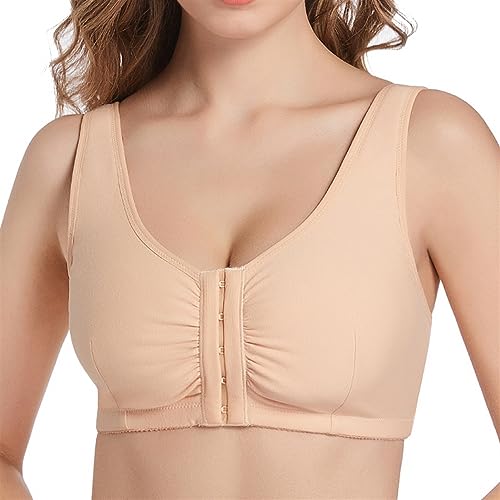 XWSM Brust Prothese Tasche BH Verschluss Vorne Post Chirurgische Baumwolle Leibchen Mastektomie BH Dünne Unterwäsche Frauen Top Weste BH (Color : Skin, Size : 34/75(ABC)) von XWSM